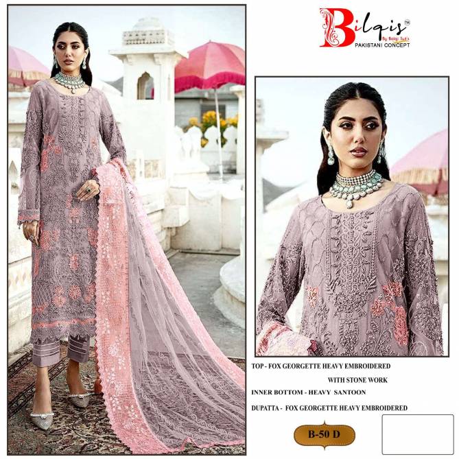 B 50 A To D By Bilqis Embroidery Organza Pakistani Suits Wholesale Shop In Surat
